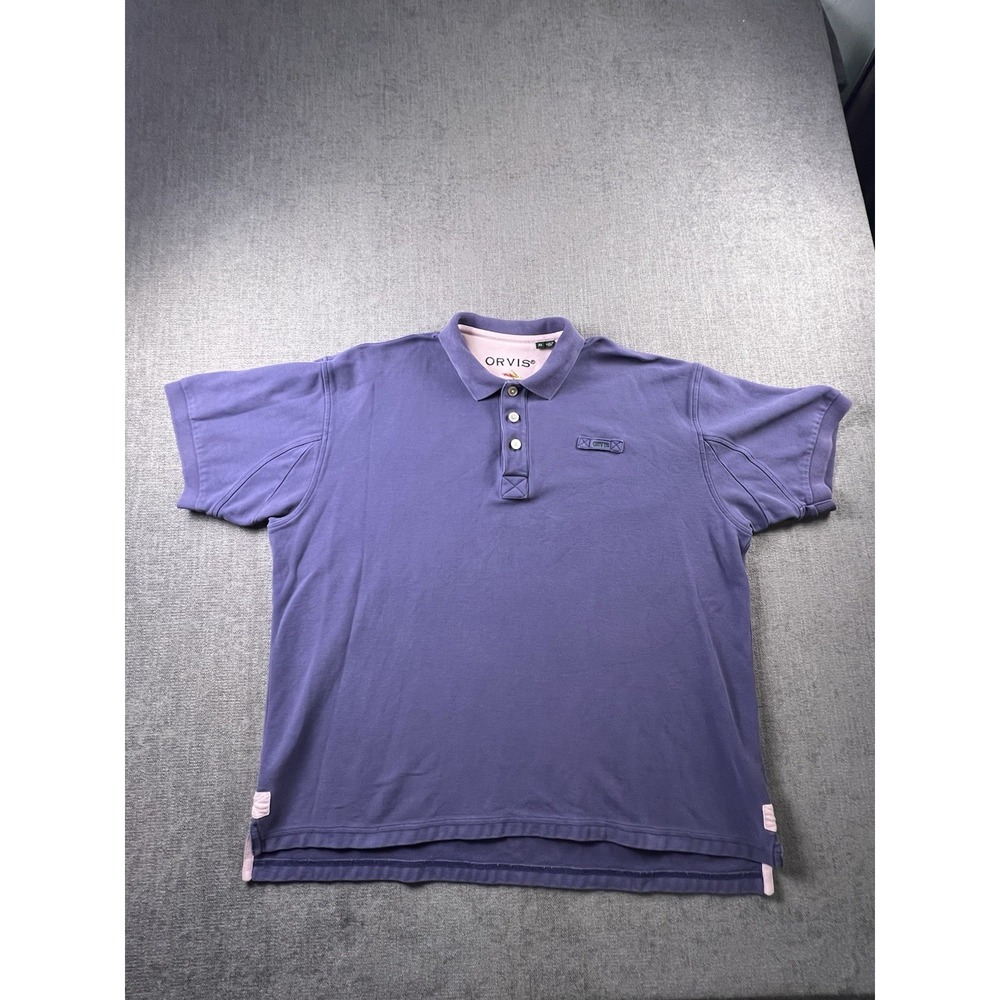 Orvis Signature Polo Shirt Men's XL Purple Vintage Fly Fishing Embroidered